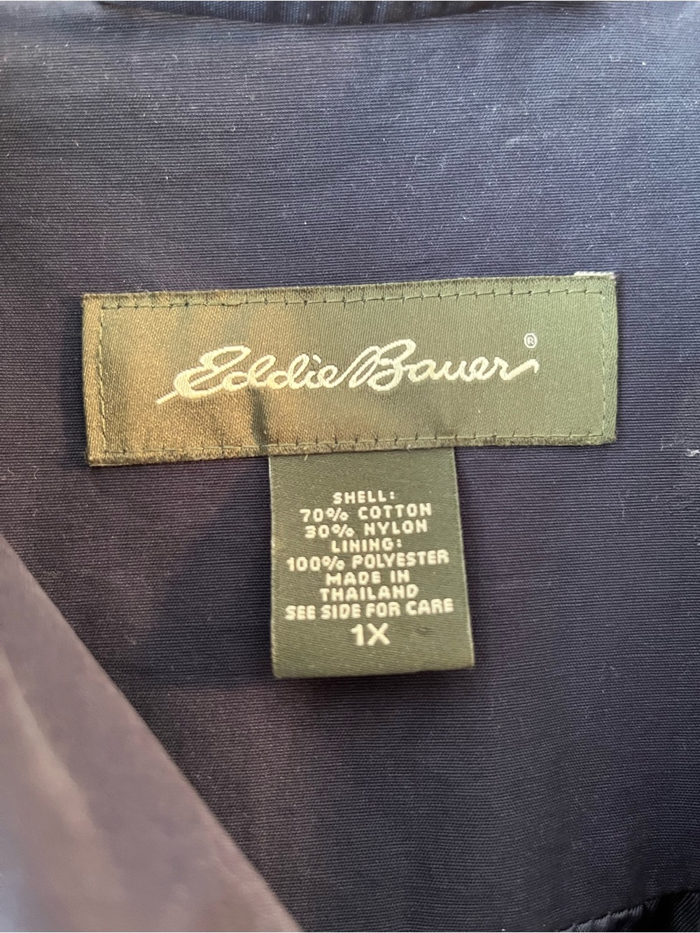 Eddie Bauer Women’s Navy Double-Breasted Mid-Length Trench Coat EUC Plus Size 1X - Picture 3 of 5